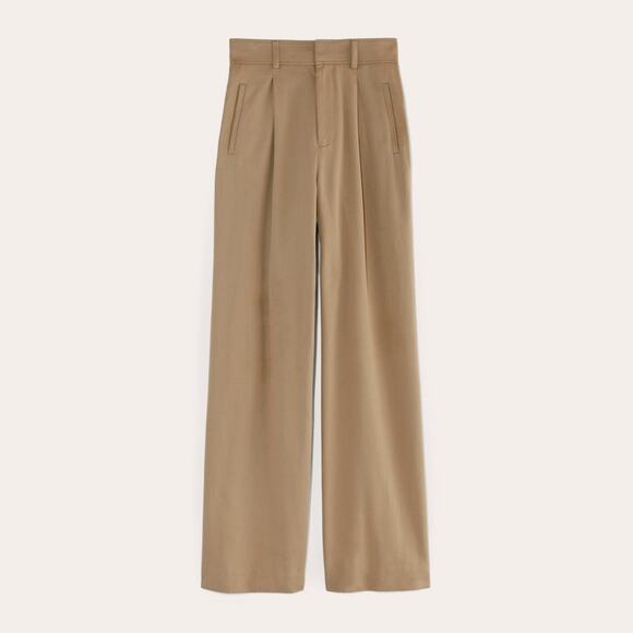 Everlane The Draper Pleated Pant in Buttersmooth Tan Tencel Blend Size 10P - Picture 1 of 12